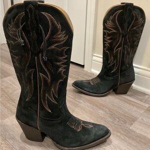 Idyllwind Charmed Life Black Suede Cowboy Western Boots